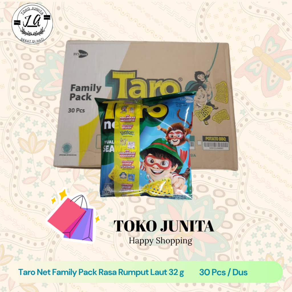 (Gratis Ongkir) Taro Net 32g rasa seaweed (rumput laut) kemasan besar cemilan ringan isi 30 pcs/dus