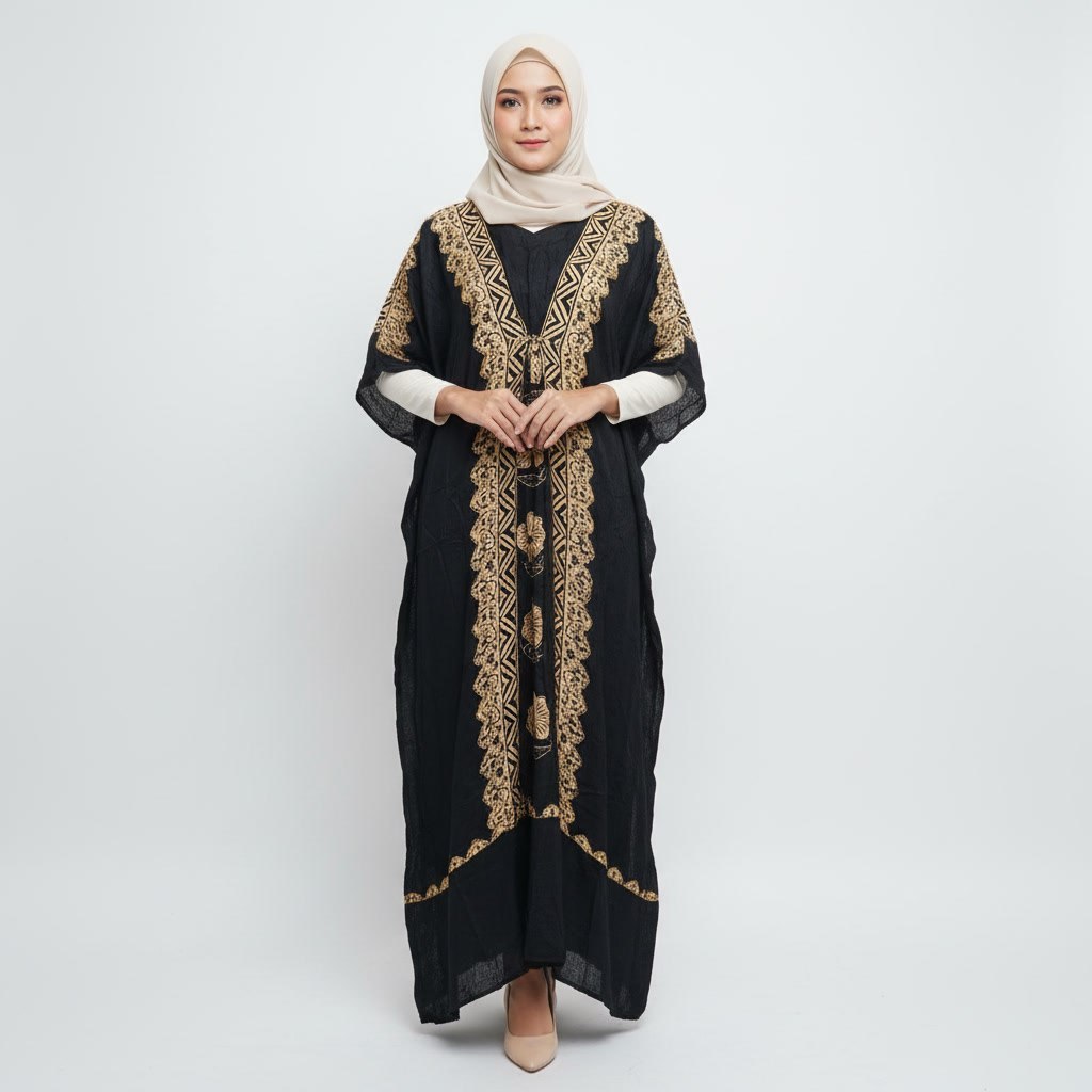 New Rumah Batik Wijaya Kaftan Dresess Kondangan Batik Pakaian Wanita Long Dress Elegan Lebaran