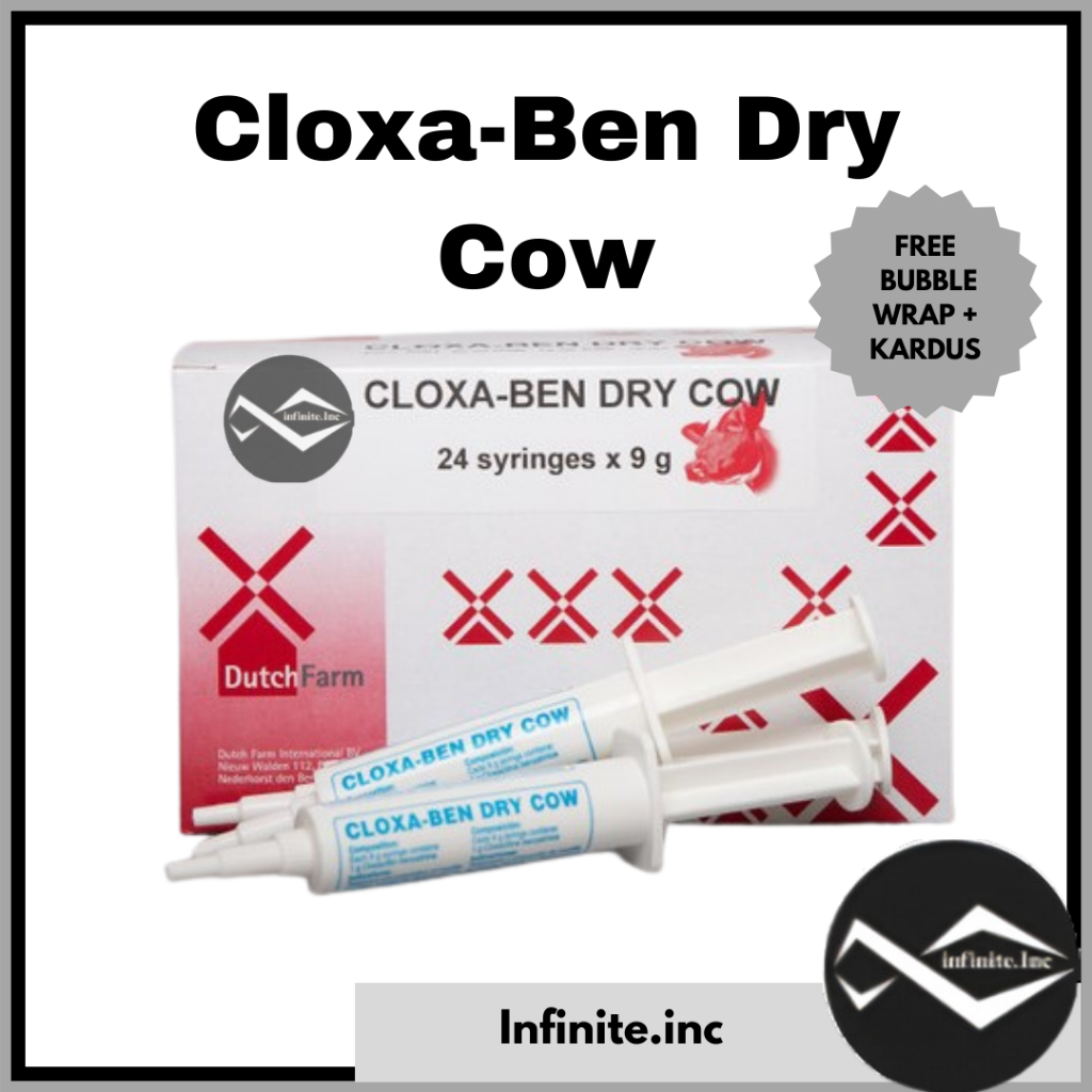 Cloxa-ben Dry Cow 9 gram 1 BOX (isi 24 syringe) - obat mastitis ternak masa kering MIRIP DEPOLAC