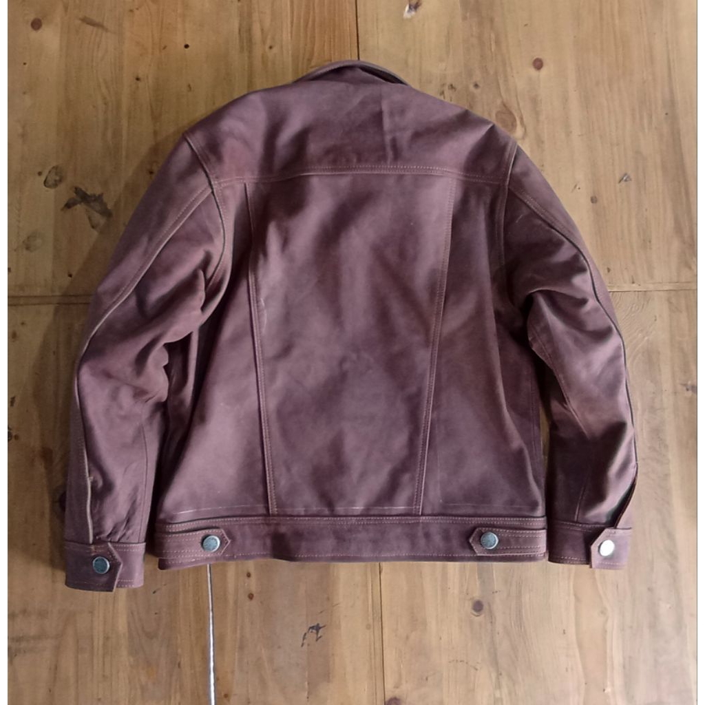 jaket kulit Trucker pria size M