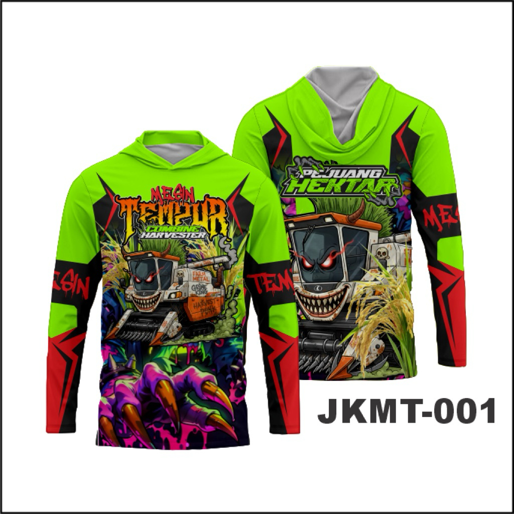 Jersey Baju Kaos Mesin Tempur Lengan Panjang Full Printing Kupluk