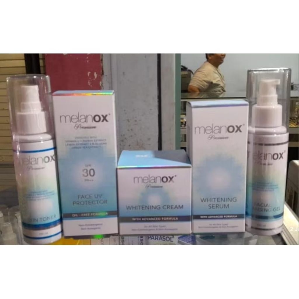 paket melanox whitening cream, melanox whitening serum, melanox uv, melanox cleansing, melanox toner