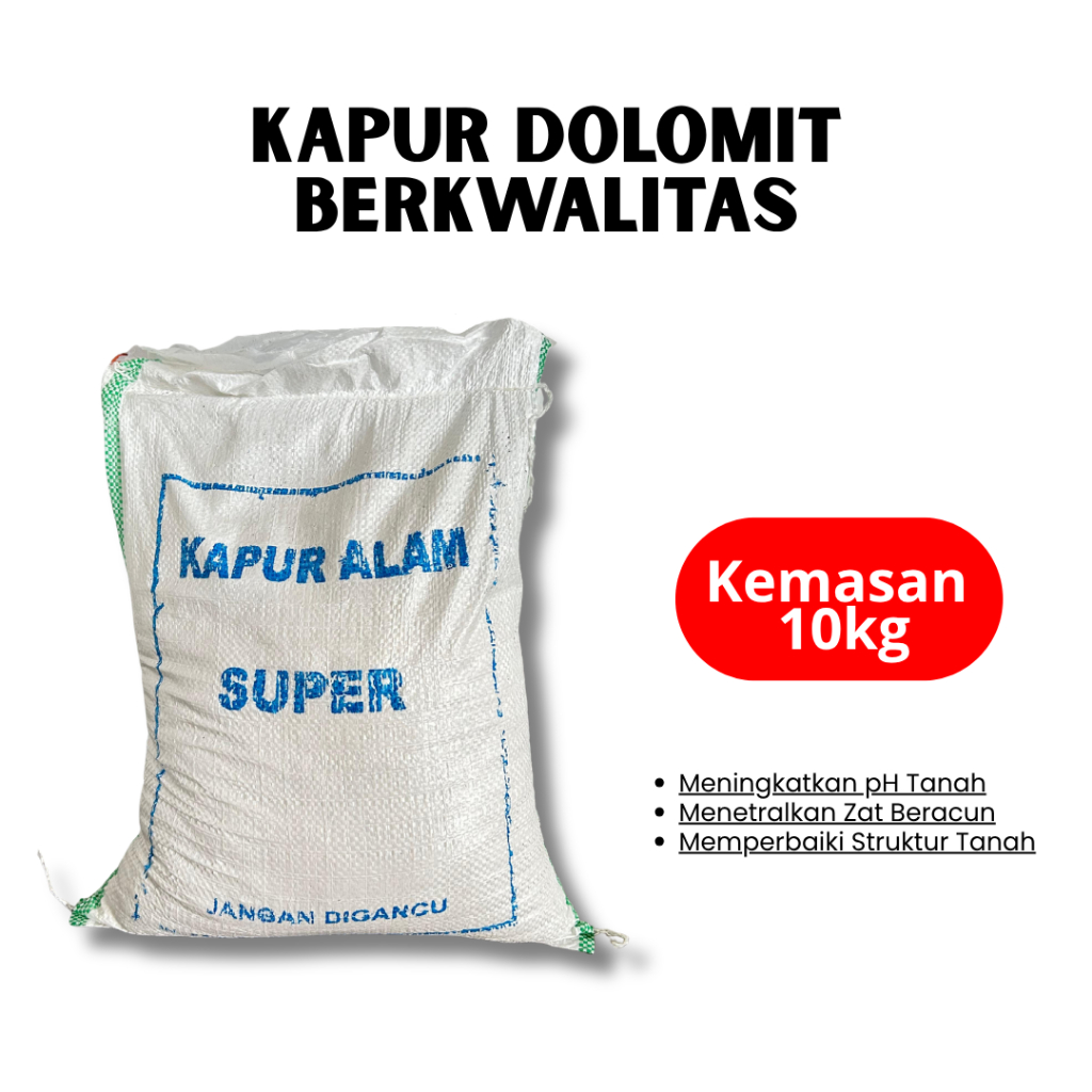 Kapur Dolomite Kemasan 10 Kg / Kapur Pertanian Dolomite/ Kapur Batu alam
