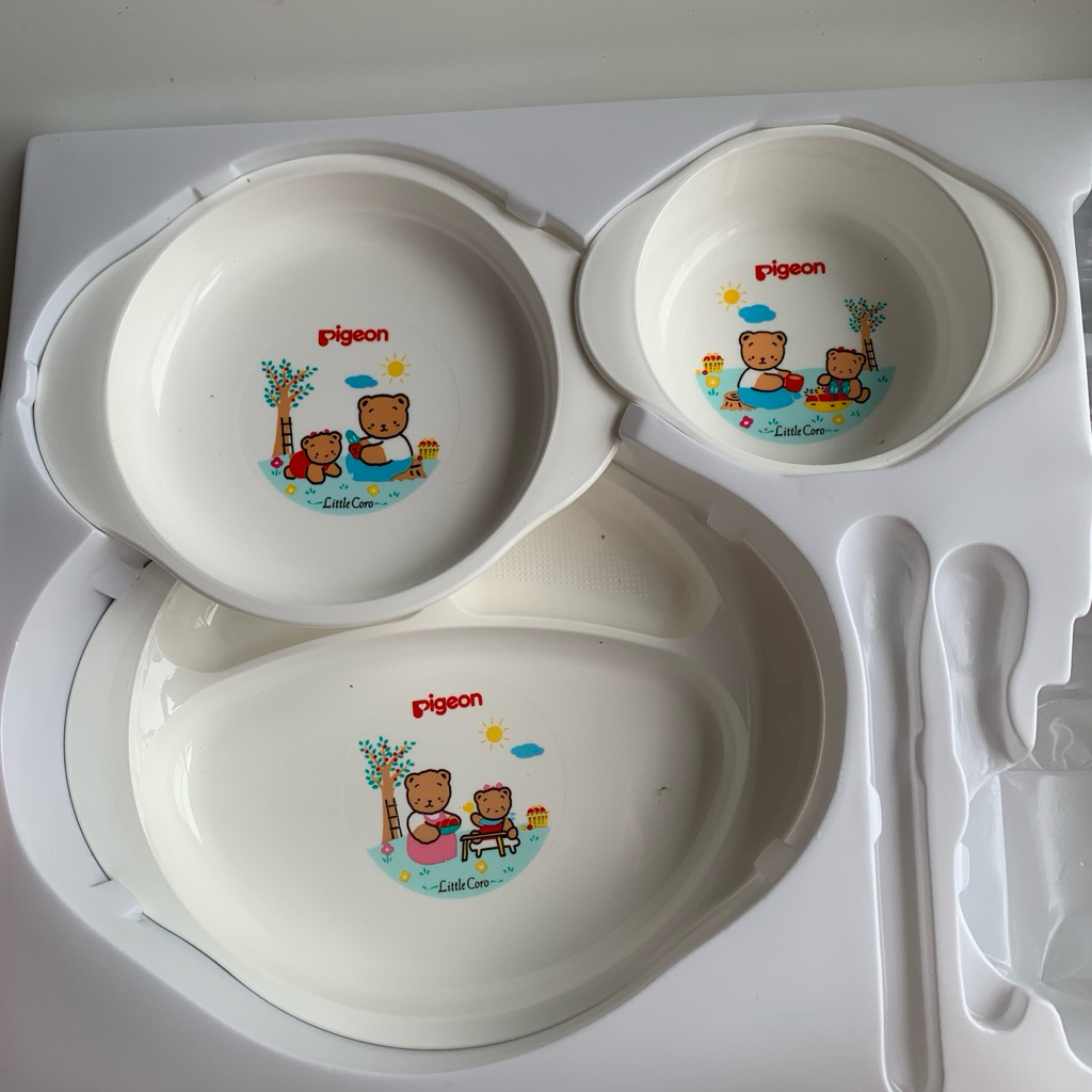 (PRELOVED) pigeon mangkok piring bayi balita mpasi 1 set