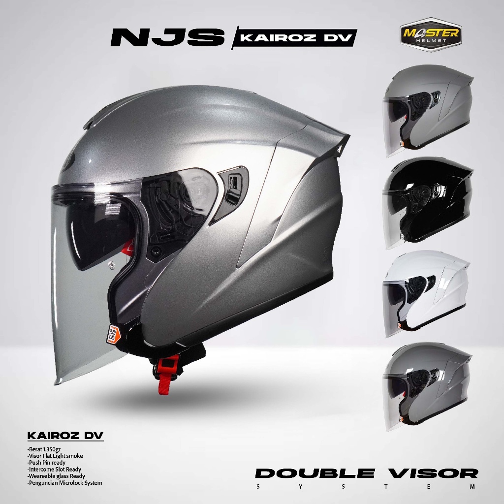 NJS Kairoz DV Solid - DOUBLE VISOR - Helm Half Face| DOUBLE VISOR | DV Solid | NJS ORI | SNI