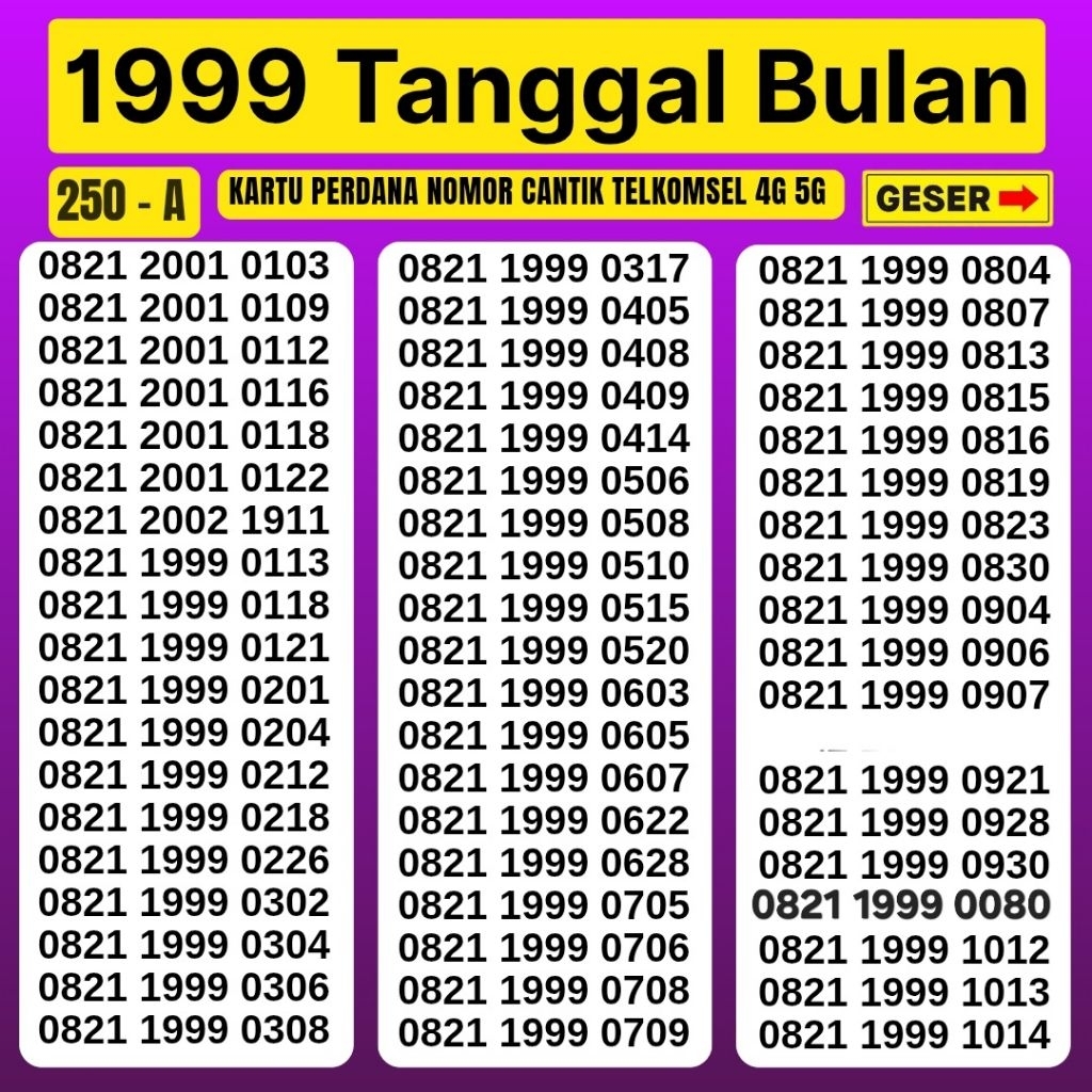 Kartu Perdana Nomor Cantik Telkomsel Simpati 4G 5G Telkomsel Nocan Simpati Nomer Cantik Telkomsel No