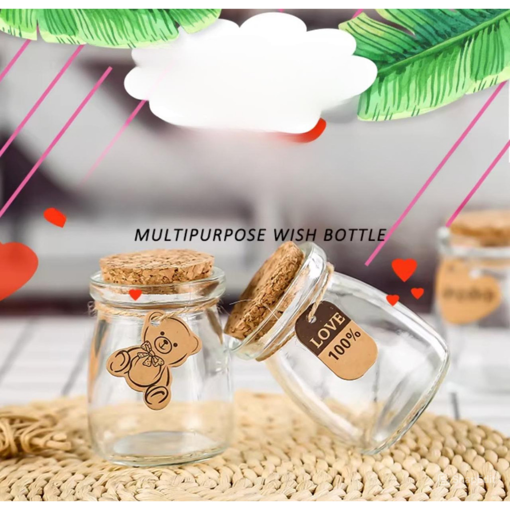 HOT SALE Jar Tutup Gabus 100ml 150ml 200ml Botol Kaca Glass Bottle Glass Jar Wish Kayu Jar