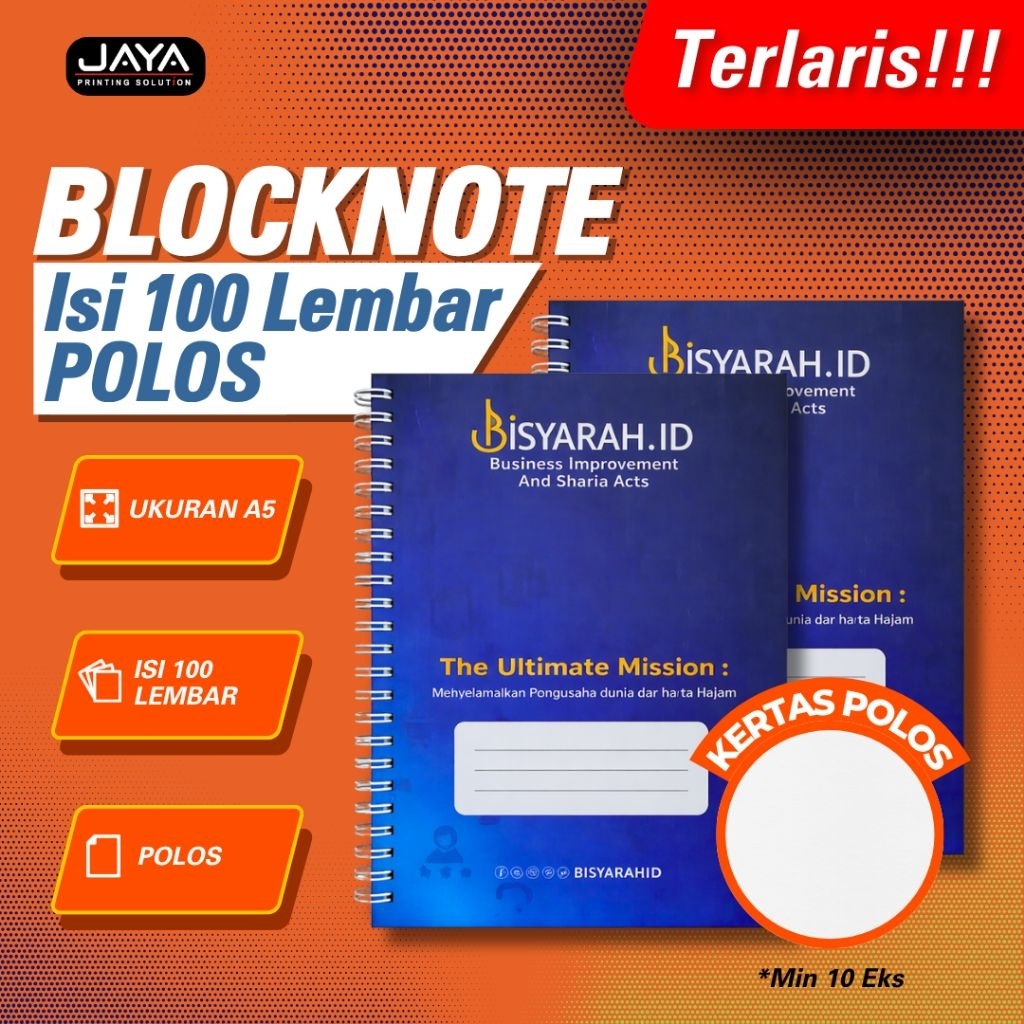 Blocknote 100 Lembar POLOS / Notebook A5 bebas custom