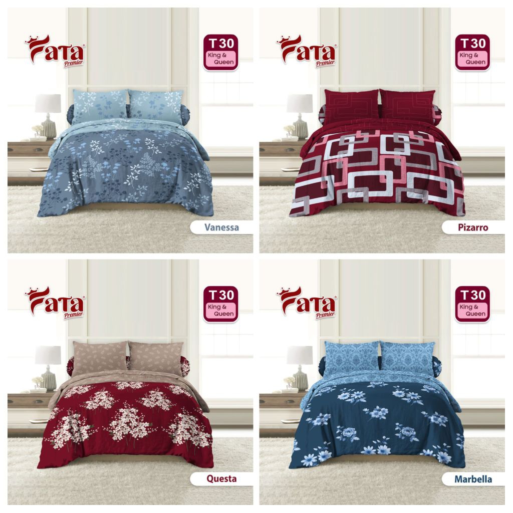 FATA - Bed cover Set / Bed Cover Premier Minimalis Ukuran King 180x200 / Queen 160x200