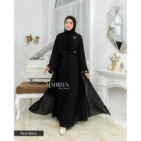 MozzaikStore - Mahreen Abaya Cerutty Babydoll Gamis Muslim Dewasa Remaja Bisa Pakai Ready Sampai Uku