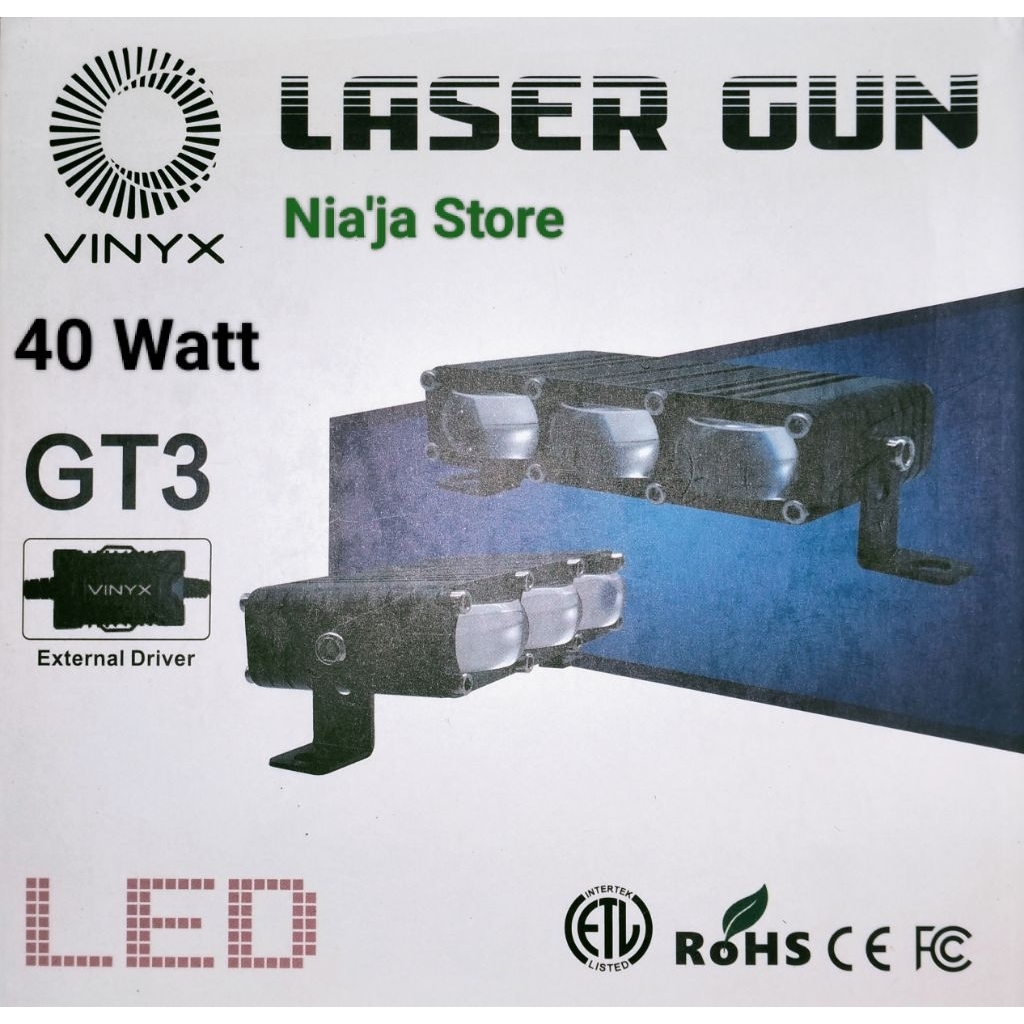 VINYX LED LASER GUN GT3 40 Watt IP67 Mobil/Motor 3 warna cahaya