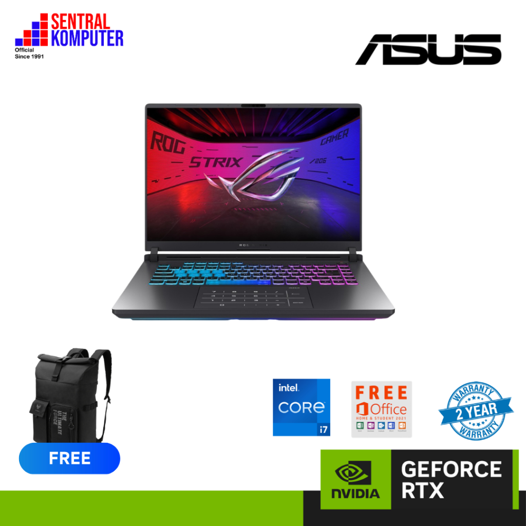 ASUS ROG STRIX G16 G615JHR I7 14650HX RTX5050 8GB/ 16GB 512GB W11+OHS 16.0 ROG NEBULA WQXGA 240HZ