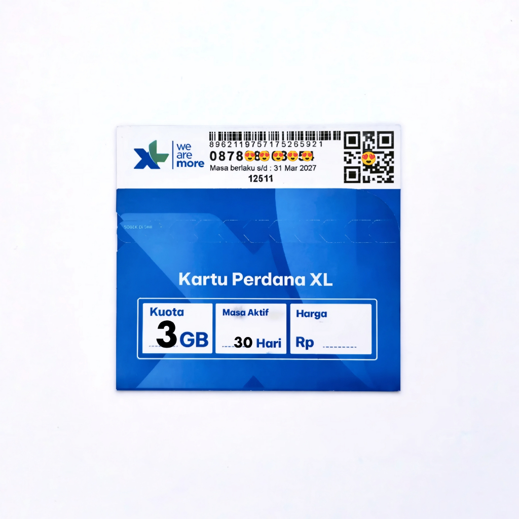 #X3B Perdana XL Kuota 3GB Nasional Segel 15-JAN-27, Kartu Prabayar XLSMART 4G/5G