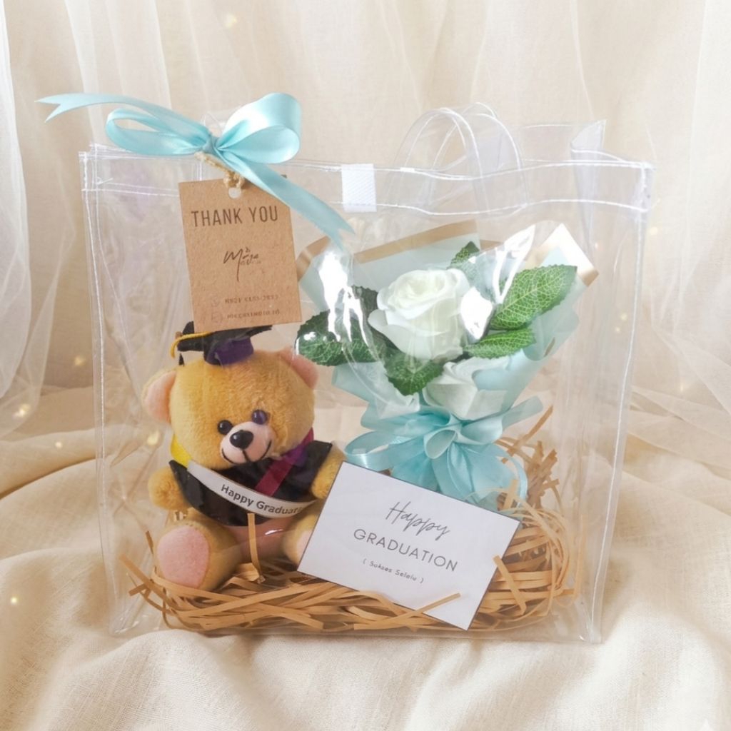 (Kadostudio.gift) Hampers Tas Wisuda Bag Graduation Gift Set Tas Mika + Boneka + Coklat + Bouquet Bu