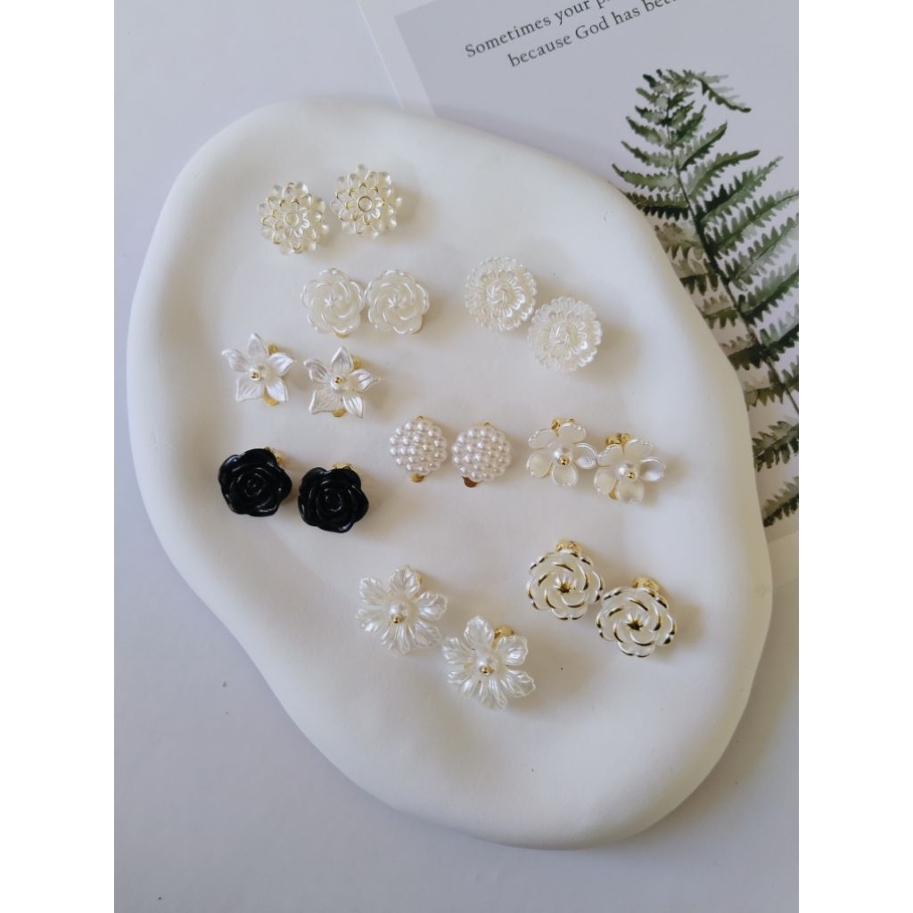 Anting Hijab Anting Klip Anting Jepit Anting Bunga / Aksesoris Hijab