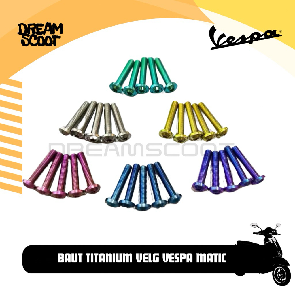 Baut Titanium Velg Vespa Matic Original Titanium Vespa Sprint Vespa Primavera Vespa S Vespa LX Vespa