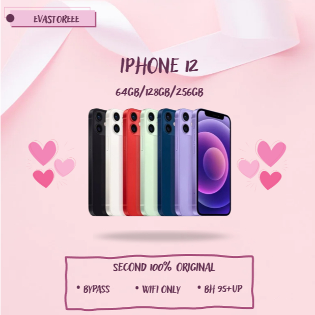 IPHONE 12 WIFI ONLY 64GB/128GB/256GB Bekas Second Original Mulus Fullset Game/Live/Merekam Video