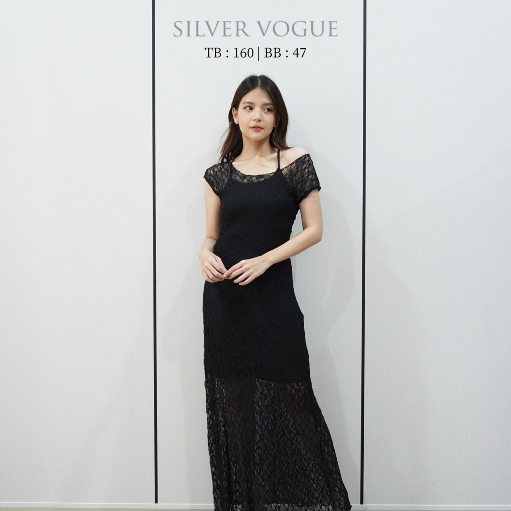 SV 6866 - Veloura Lace Dress | Silvervogue | Gaun Tile Lace Maxi Pakaian Wanita