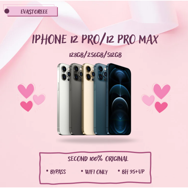 IPHONE 12 PRO/12 PRO MAX WIFI ONLY 128GB/256GB/512GB Bekas Second Original Mulus Fullset Game/Live/M
