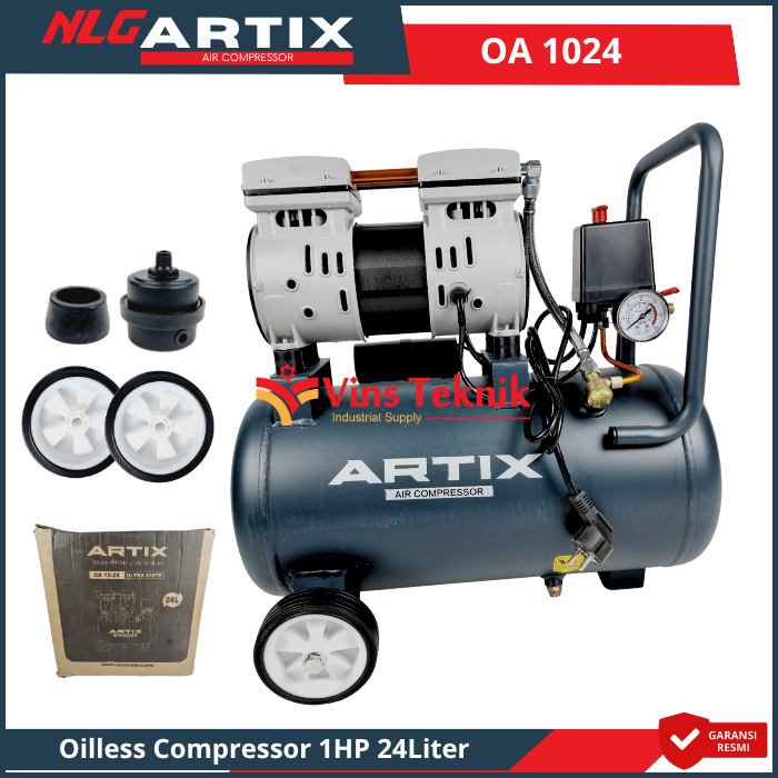 NLG ARTIX OA 1024 Mesin Kompresor Udara Compressor Silent Oilless 1HP 24Liter OA1024