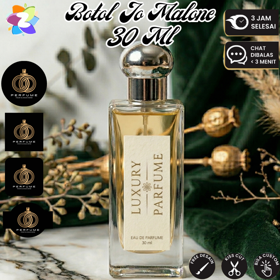 Stiker Botol Spray Parfum Jo Malone 30ml Parfume Sticker Label Custom Premium Anti Minyak & Luntur