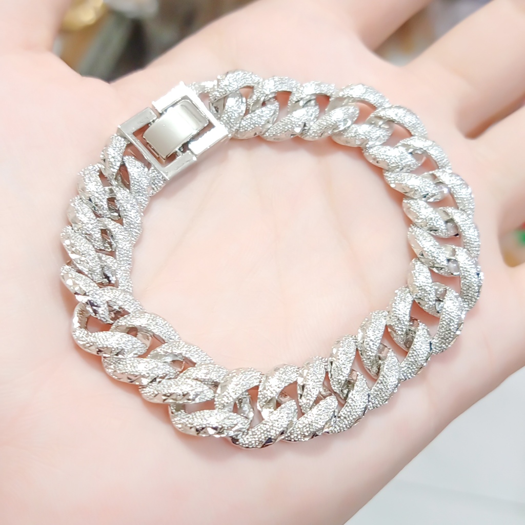 Kenten Gelang Rantai Perak Silver Model Sisik Pasir Cantik Mewah Tahan Karat Pria dan Wanita