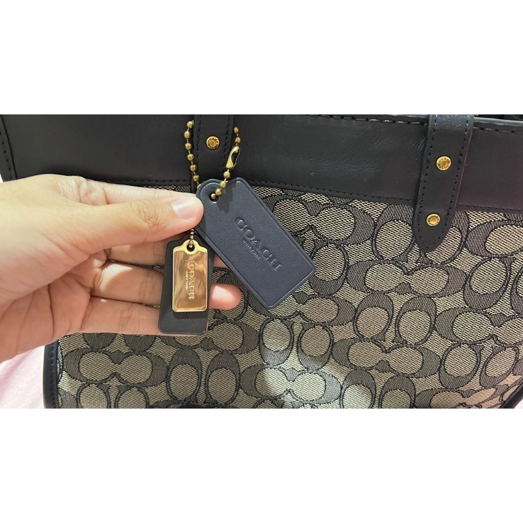 preloved coach tote bag signature jacquard midnight