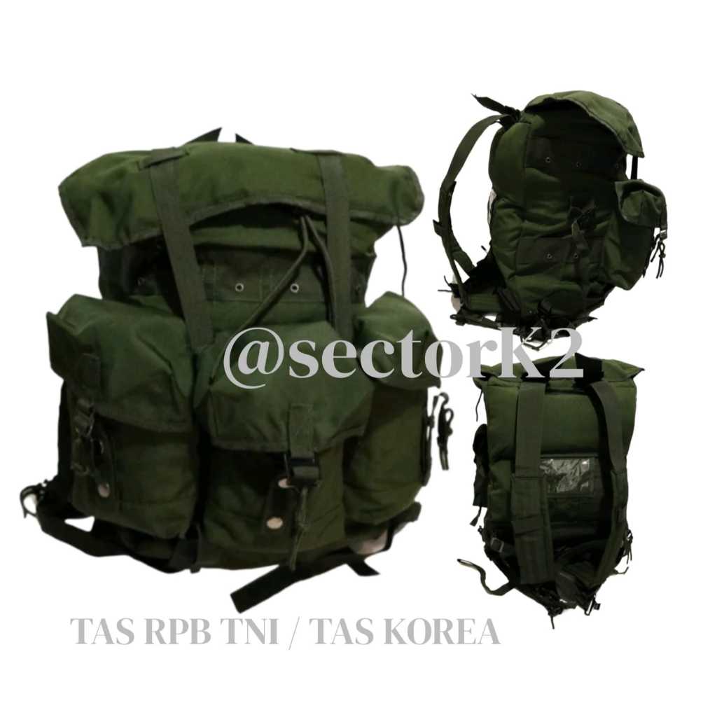 Tas Tempur Militer Ransel RPB Tas Ransel Korea TNI Besar Hijau Hitam