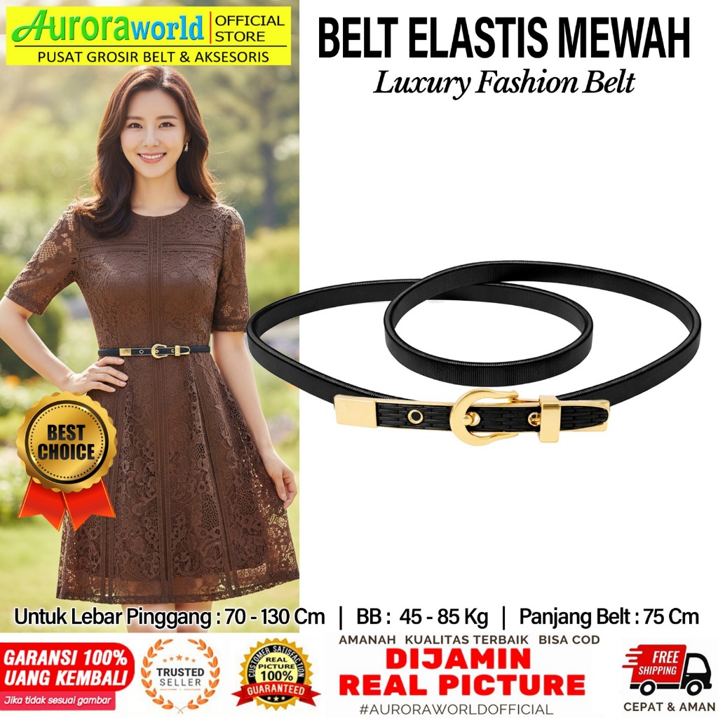 AURORAWORLD GESPER BELT ELASTIS IKAT PINGGANG WANITA UNTUK DRESS GAMIS TUNIK SABUK FASHION BISA COD