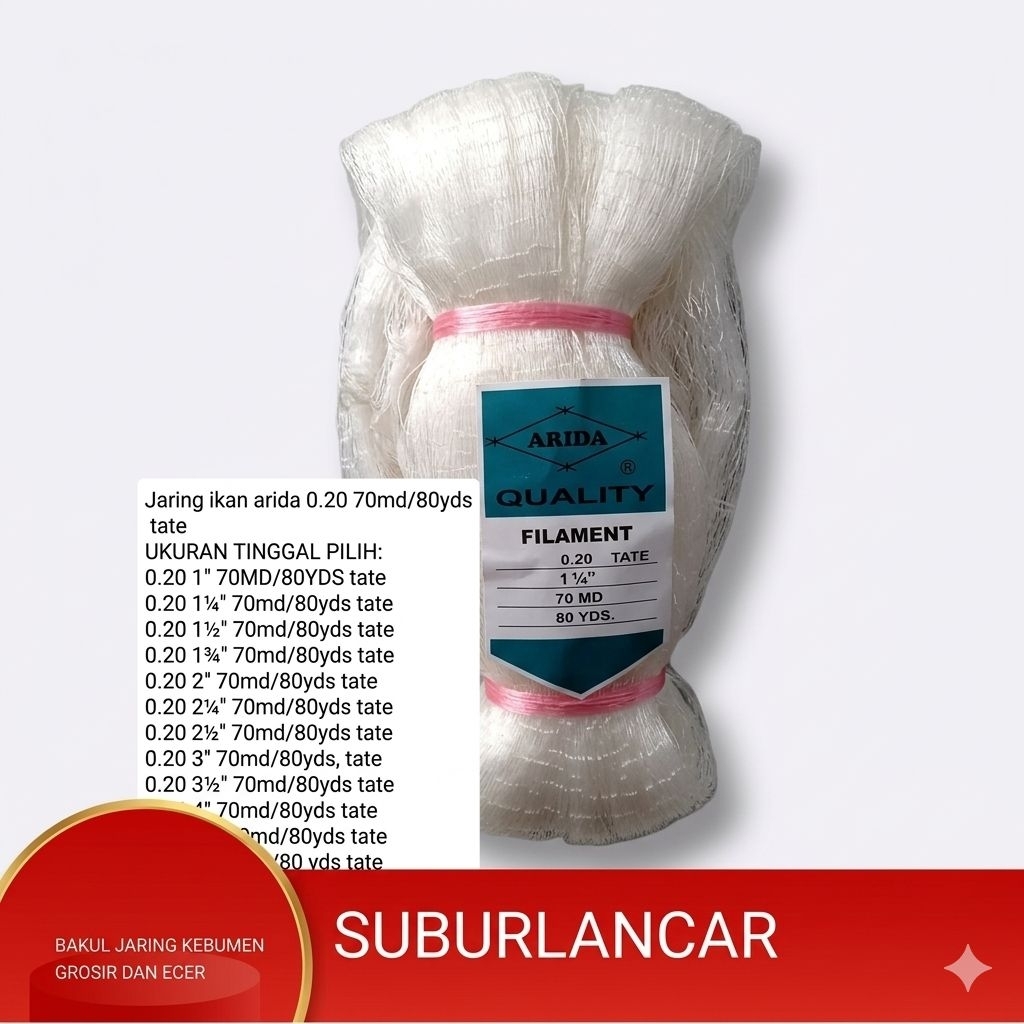Jaring ikan arida 0.20 70md/80yds tate UKURAN TINGGAL PILIH jaring arida pukat ikan jaring ikan sena