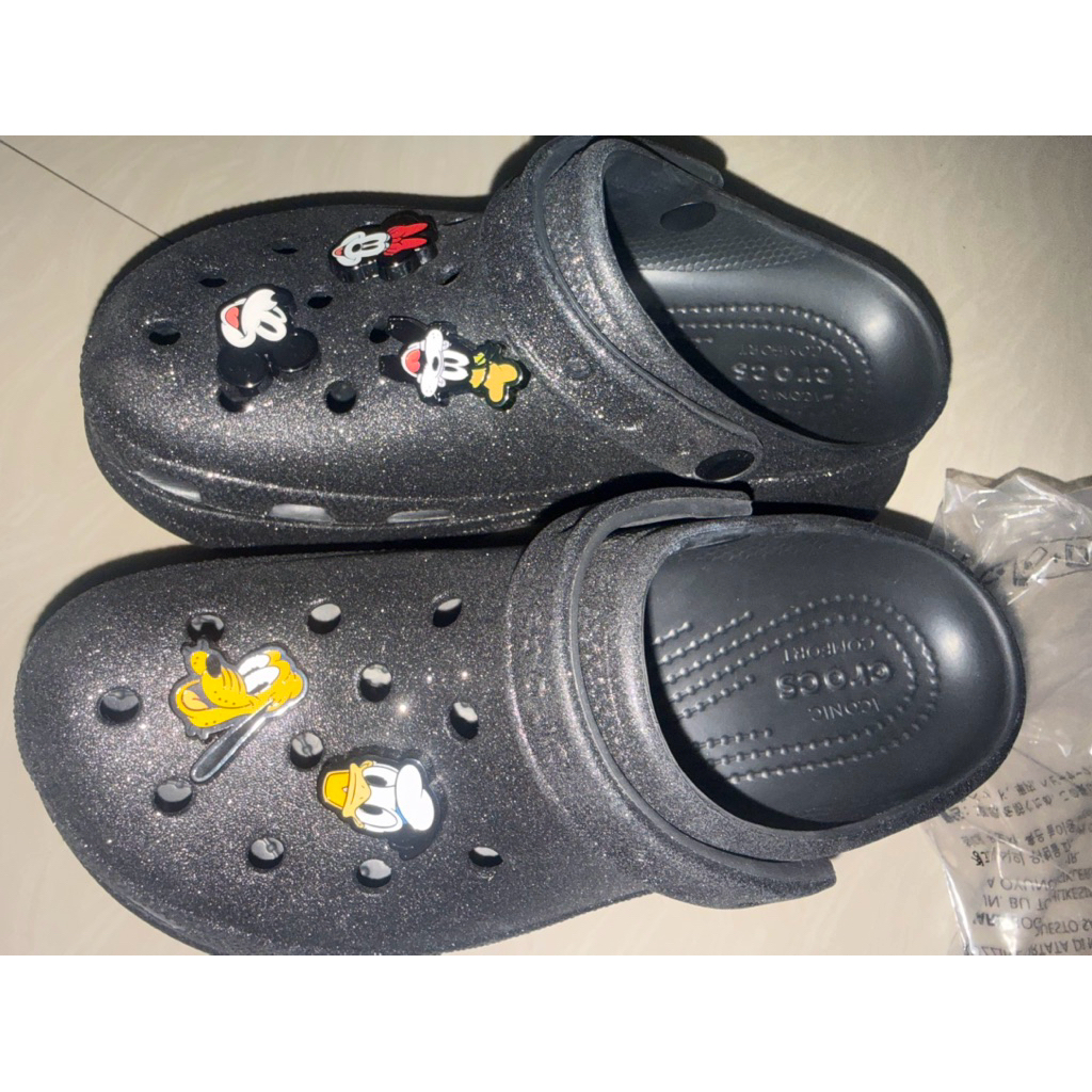 preloved crocs clog glitter plus jibbitz
