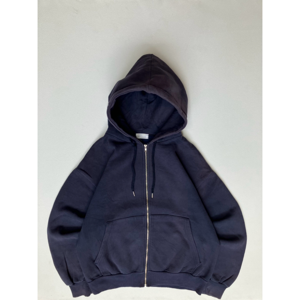 Heavyweight Faded Navy Blank Zip Hoodie / CC323