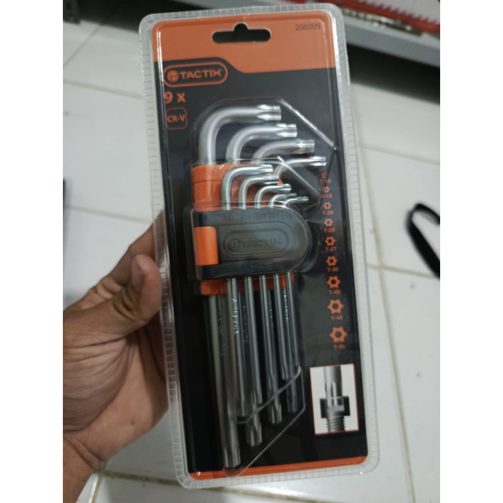 TACTIX kunci L bintang isi 9pcs tanpa lubang