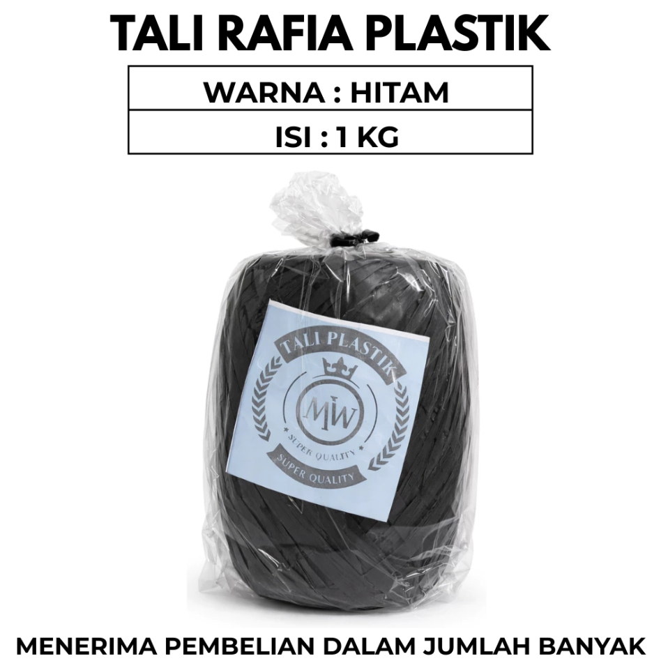 Tali Rafia Hitam Tali Plastik Hitam Kuat 1 Kg Per 1 Roll TALI RAFIA GULUNGAN BESAR 1KG FULL TALI PLA