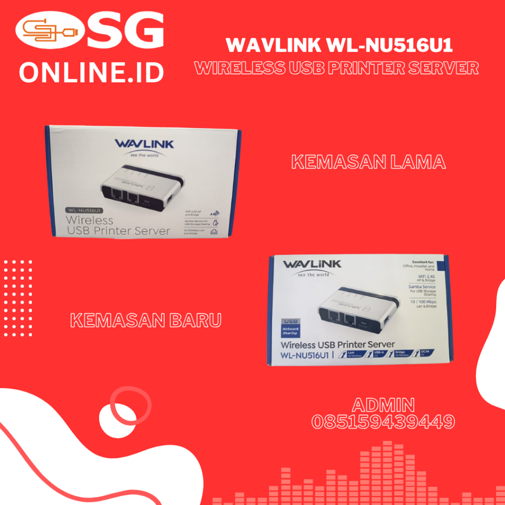 Wireless USB Print Server WL-NU516U1 Mode Nirkabel 2.4G 4 Printer USB HUB PC+ABS