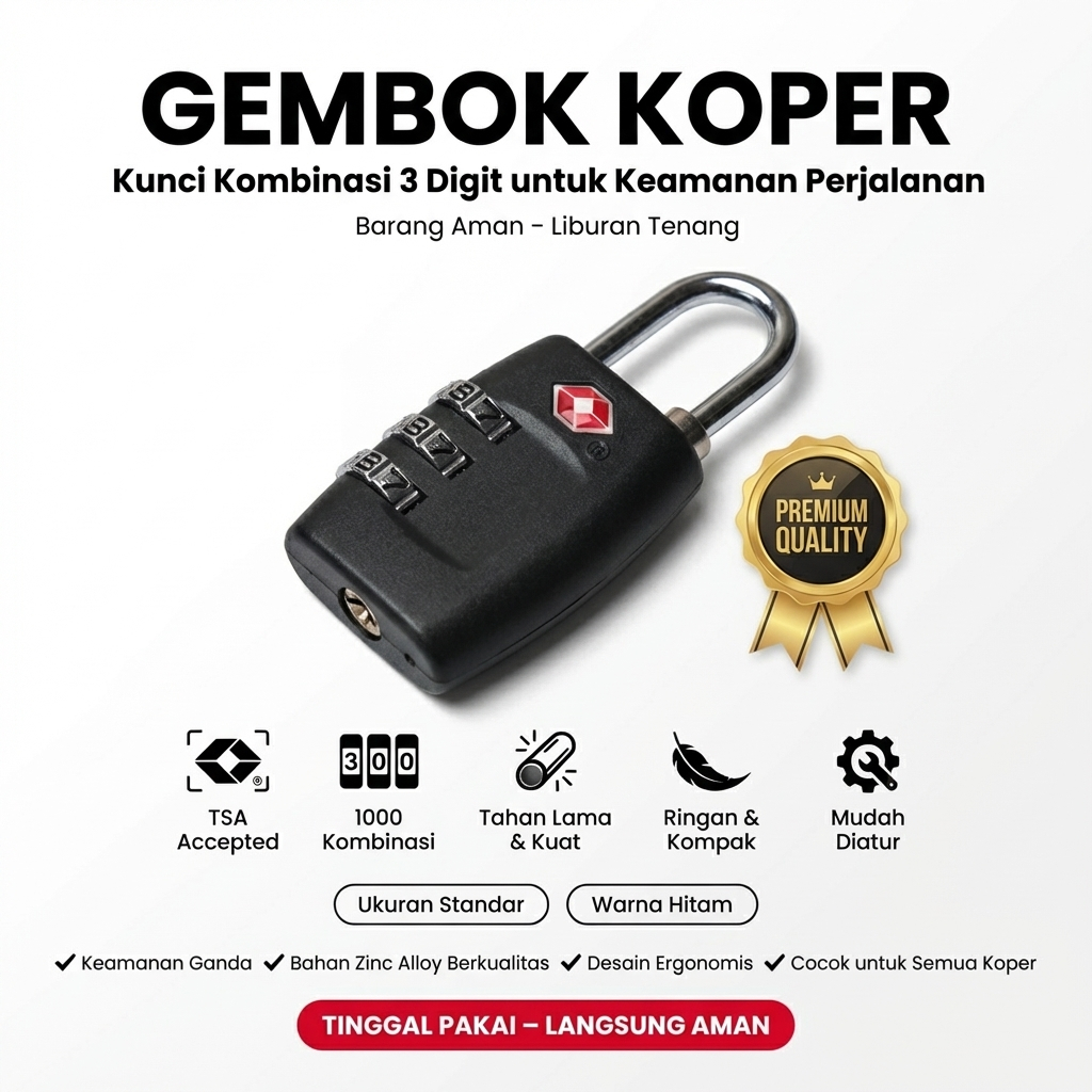 Gembok Koper Haji Umroh | Kunci Koper Travel Pengaman Koper Jamaah