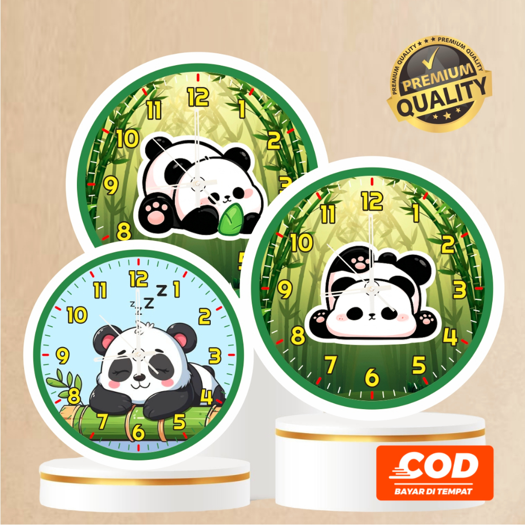 Jam Dinding Panda Imut | Hiasan Dinding Jam Dinding Panda