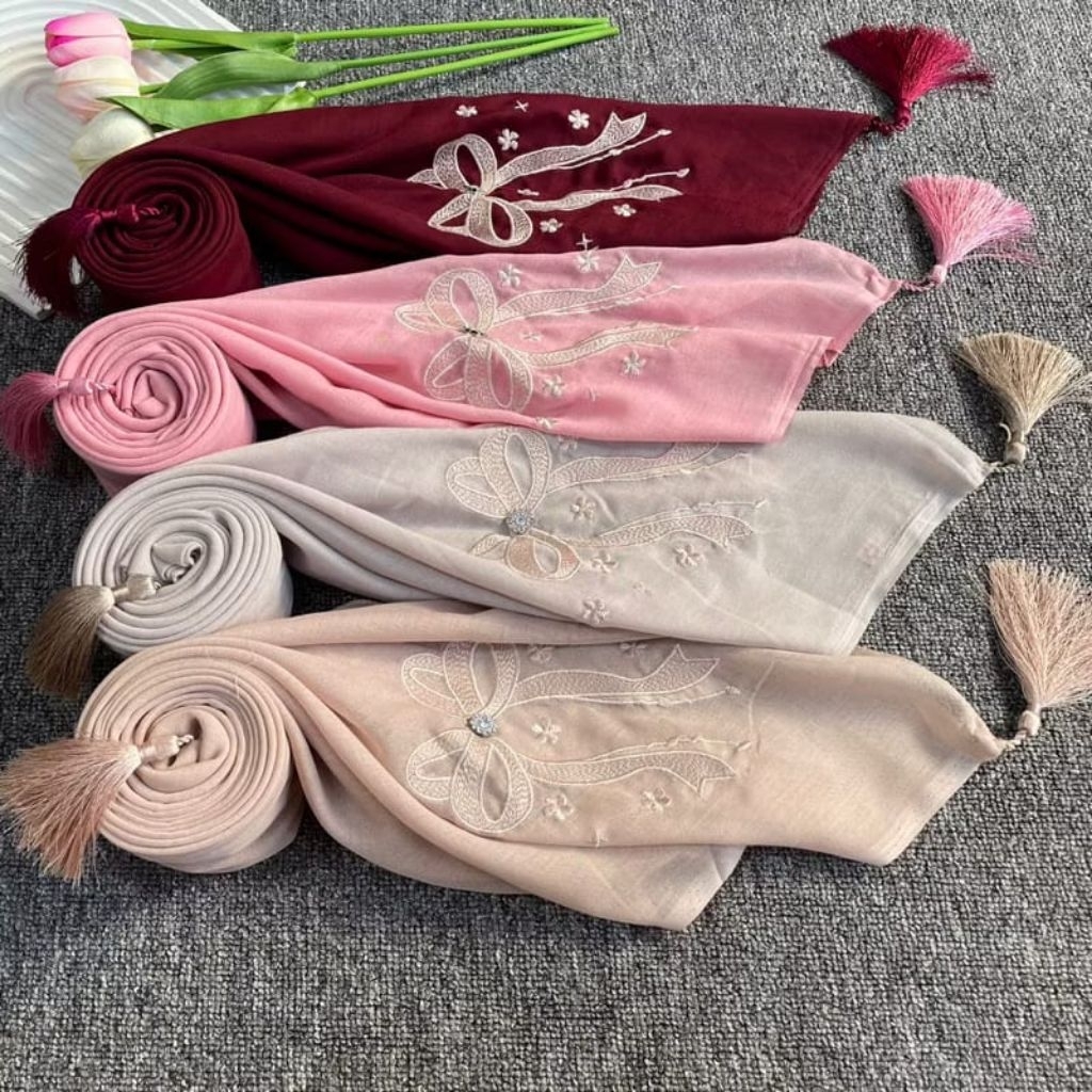 hijab Paris pita bordir/ segiempat Paris bordir/ hijab Paris bordir