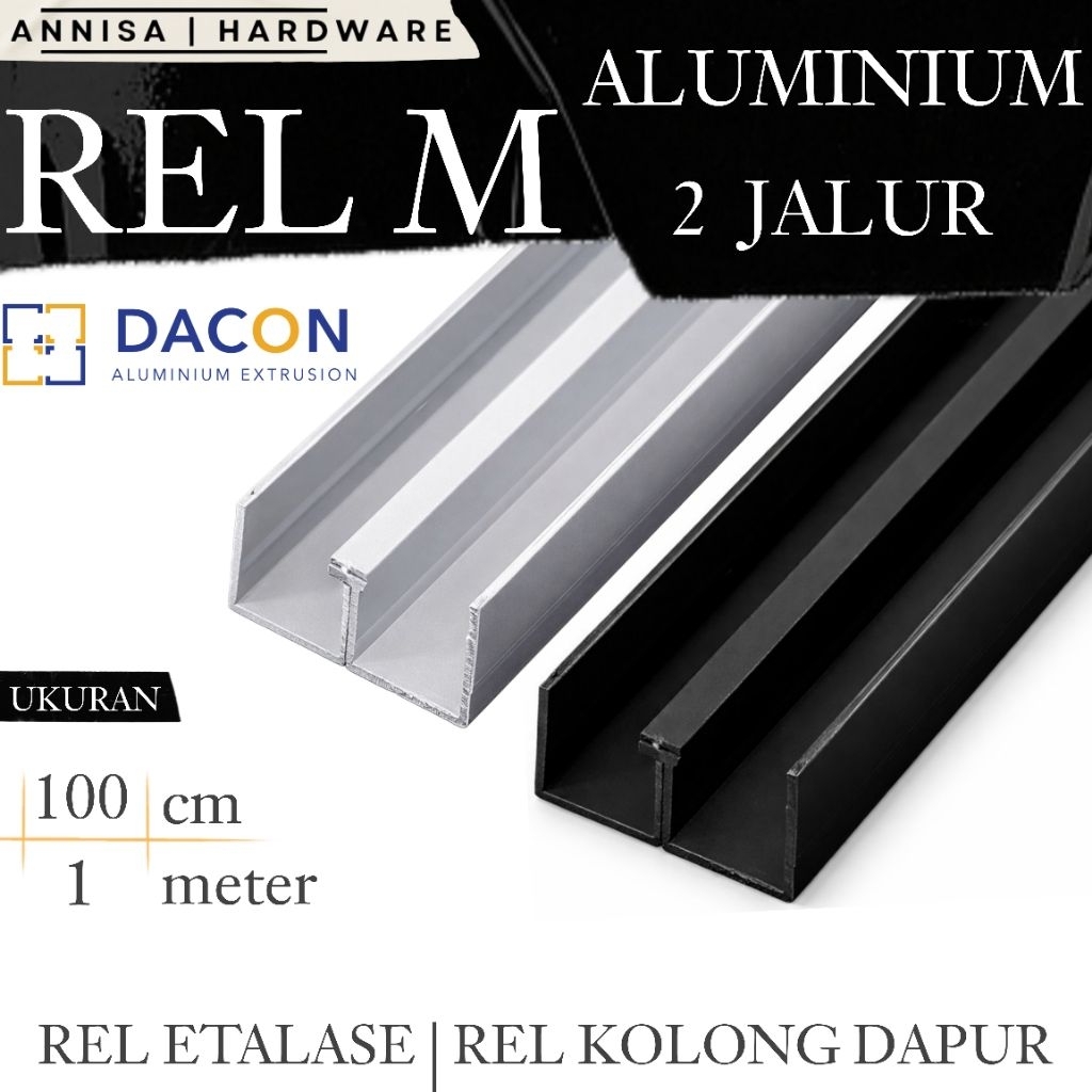 Rel Aluminium M Kolong Dapur 2 Jalur Panjang 100 cm ( 1 meter )| Pintu Geser Alumunium 2 Arah Slidin