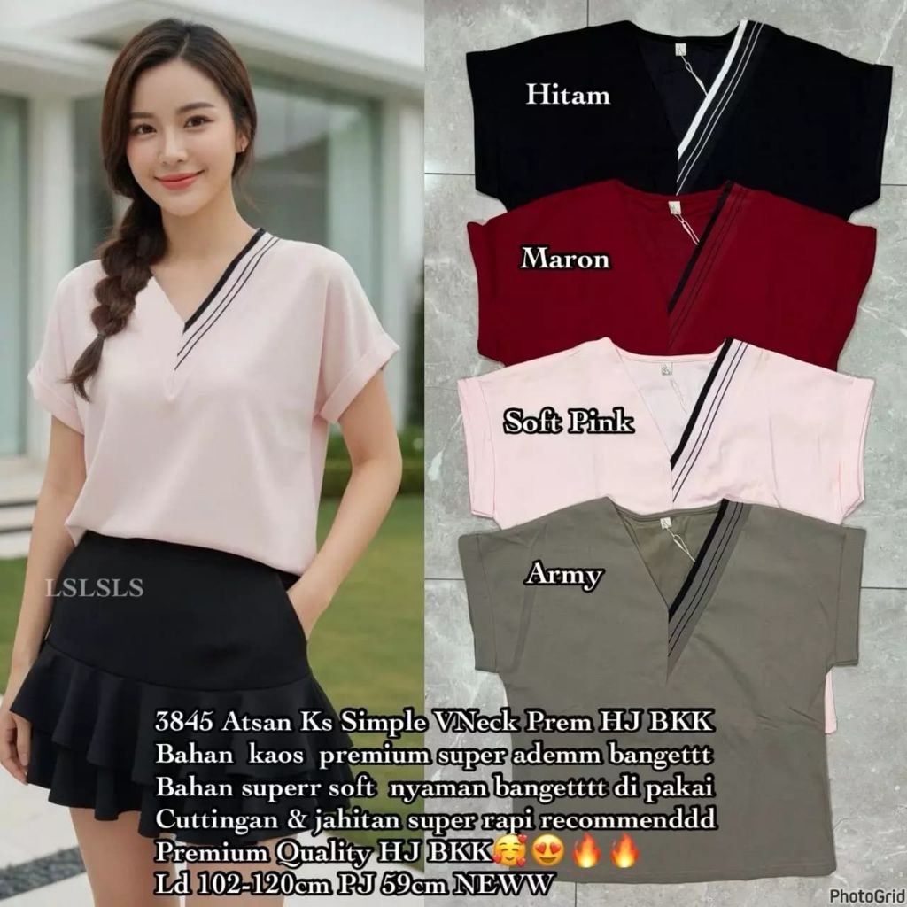 Atasan Kaos V Neck HJ BKK