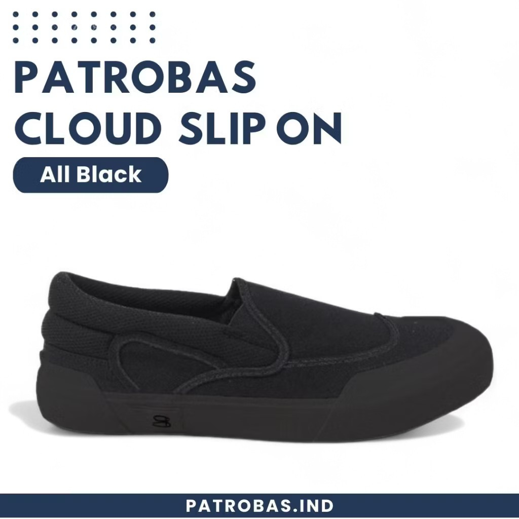 PATROBAS Slip On All Black Original Sepatu Sneakers Casual Slop Petrobas Full Black