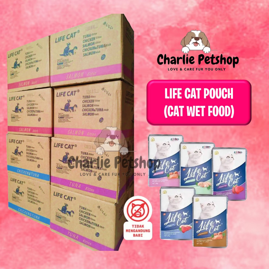 Life cat Pouch Wet Food 1 dus / 24 Sachet Makanan Kucing Basah