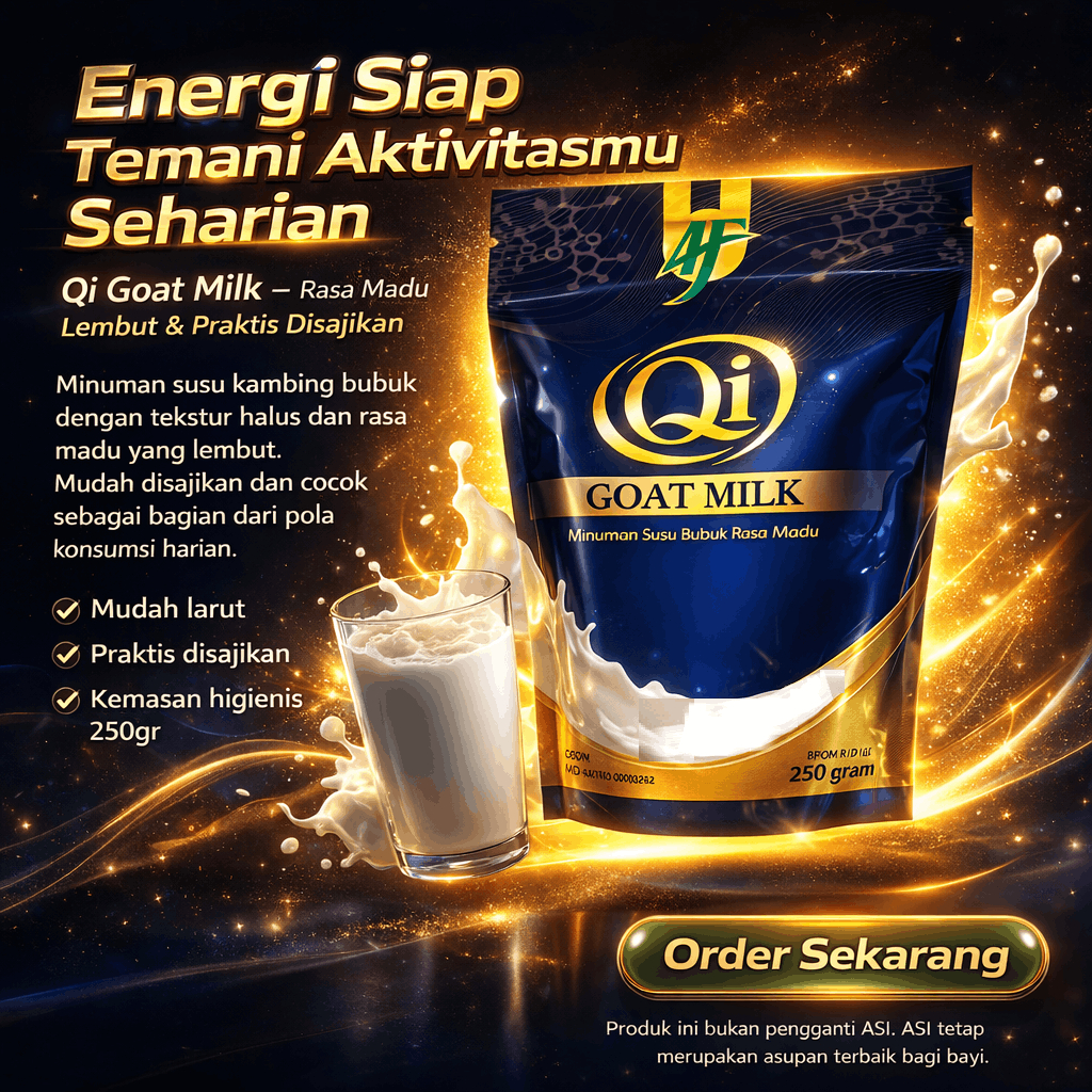 Susu Kambing Bubuk 250gr Qi Goat Milk Rasa Madu – Praktis untuk Stok Rumah