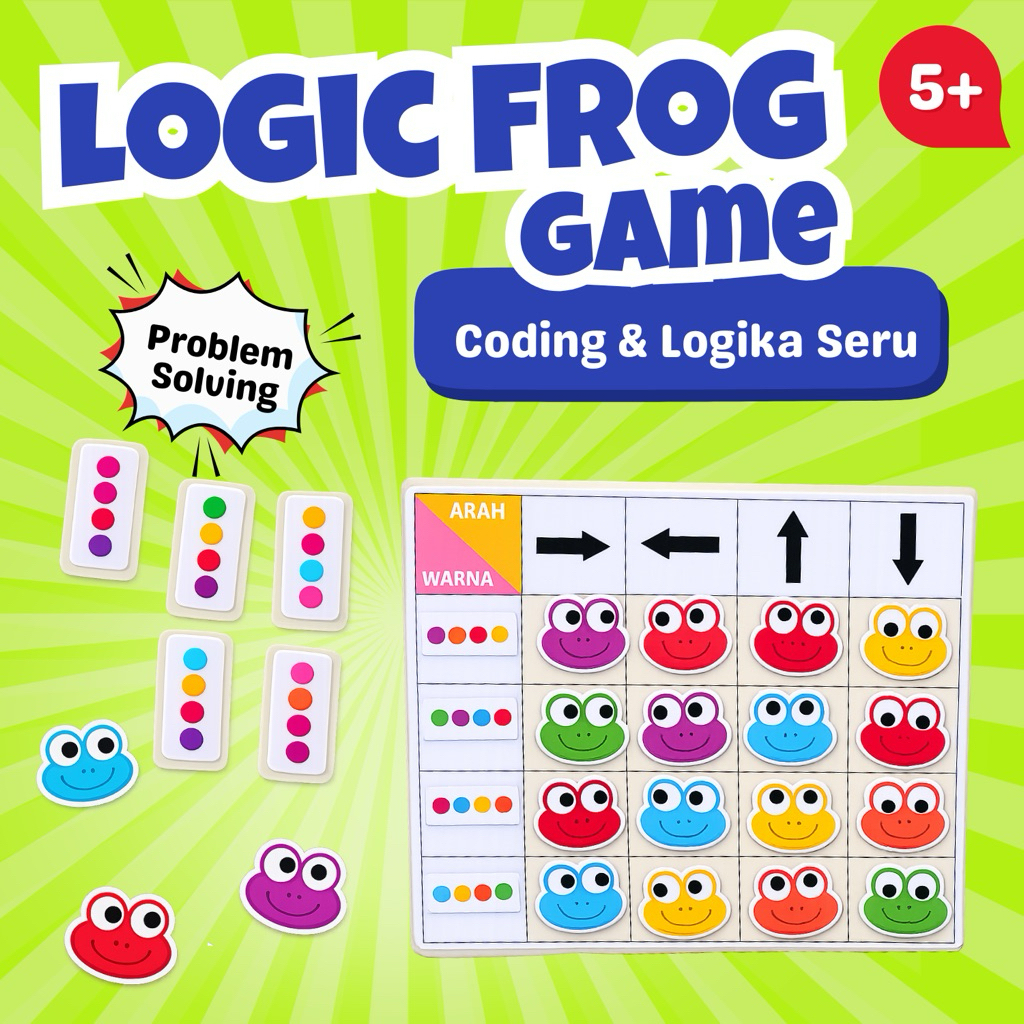 Montessori Color & Direction Logic Frog Game |  Magnetic Coding Board Anak