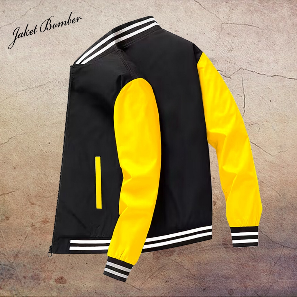Bisa Custom Jaket Bomber Trend Polos Bahan Adem - Jaket Waterproof Pria - Jaket Outdoor Pria Dewasa 
