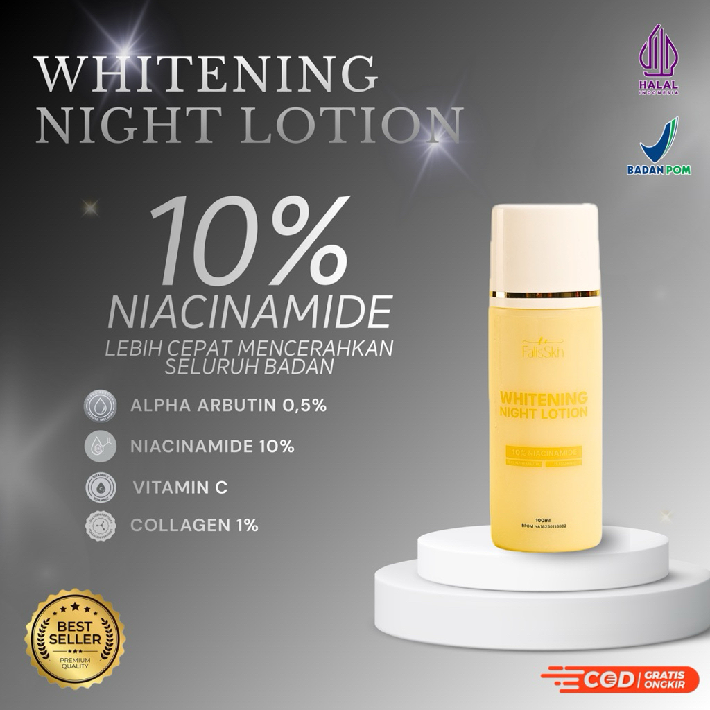 HB WHITENING NIGHT LOTION TEKSTUR GELL (ORIGINAL) HB MALAM EXTRA WHITENING TERLARIS SUDAH BPOM