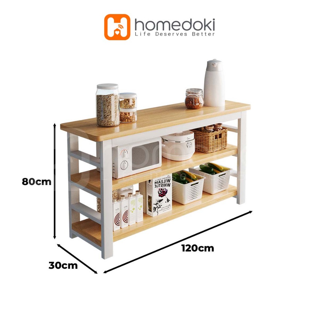 Homedoki Rak Dapur/Rak Dapur Serbaguna/Lemari Dapur Minimalis/Rak Penyimpanan Barang Co