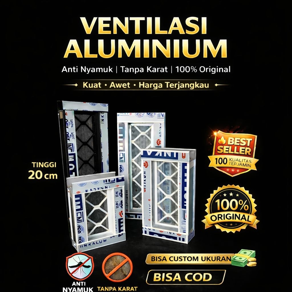 TINGGI 20 Loster Aluminium Berbagai Ukuran Custom Ventilasi Udara & Angin Anti Nyamuk Fleksibel untu