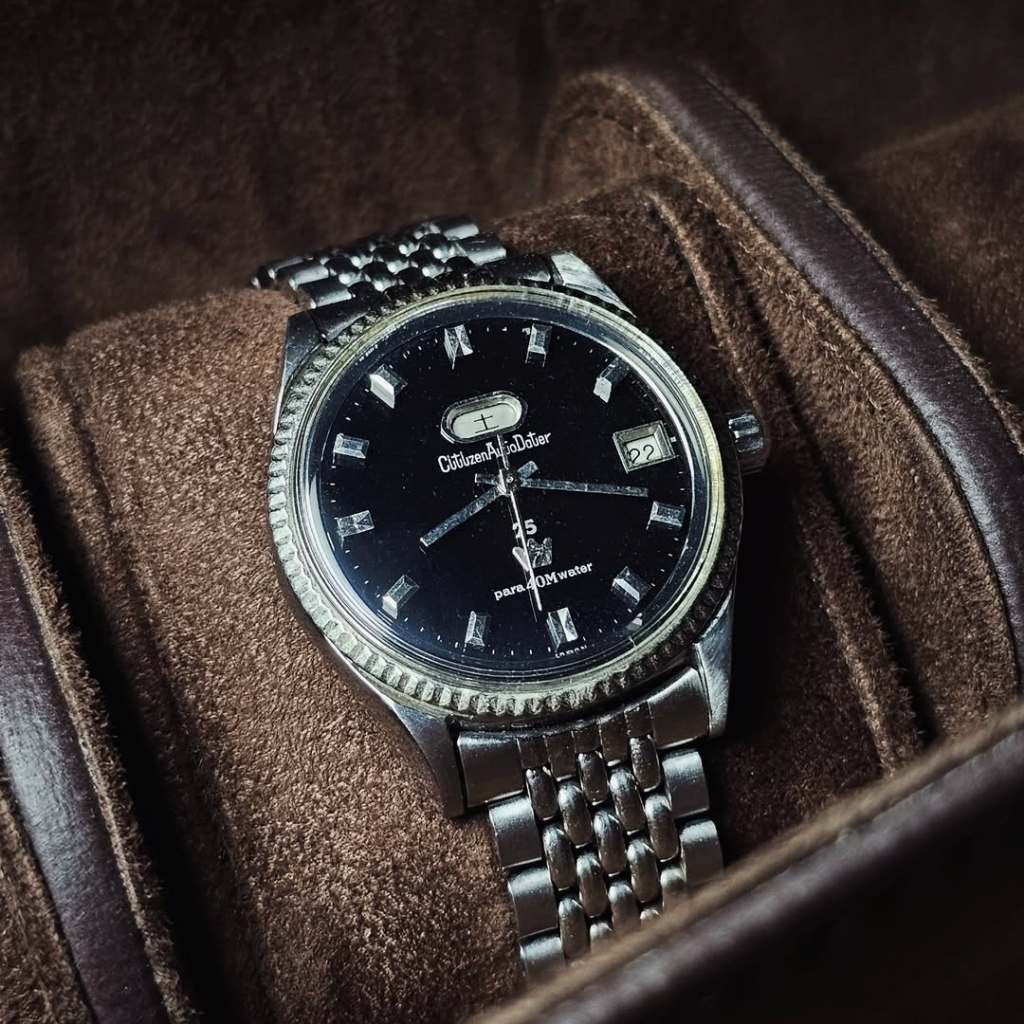 Vintage Citizen Auto Dater Jet Rotor Automatic RARE Black Dial All Original with BOR Bracelet