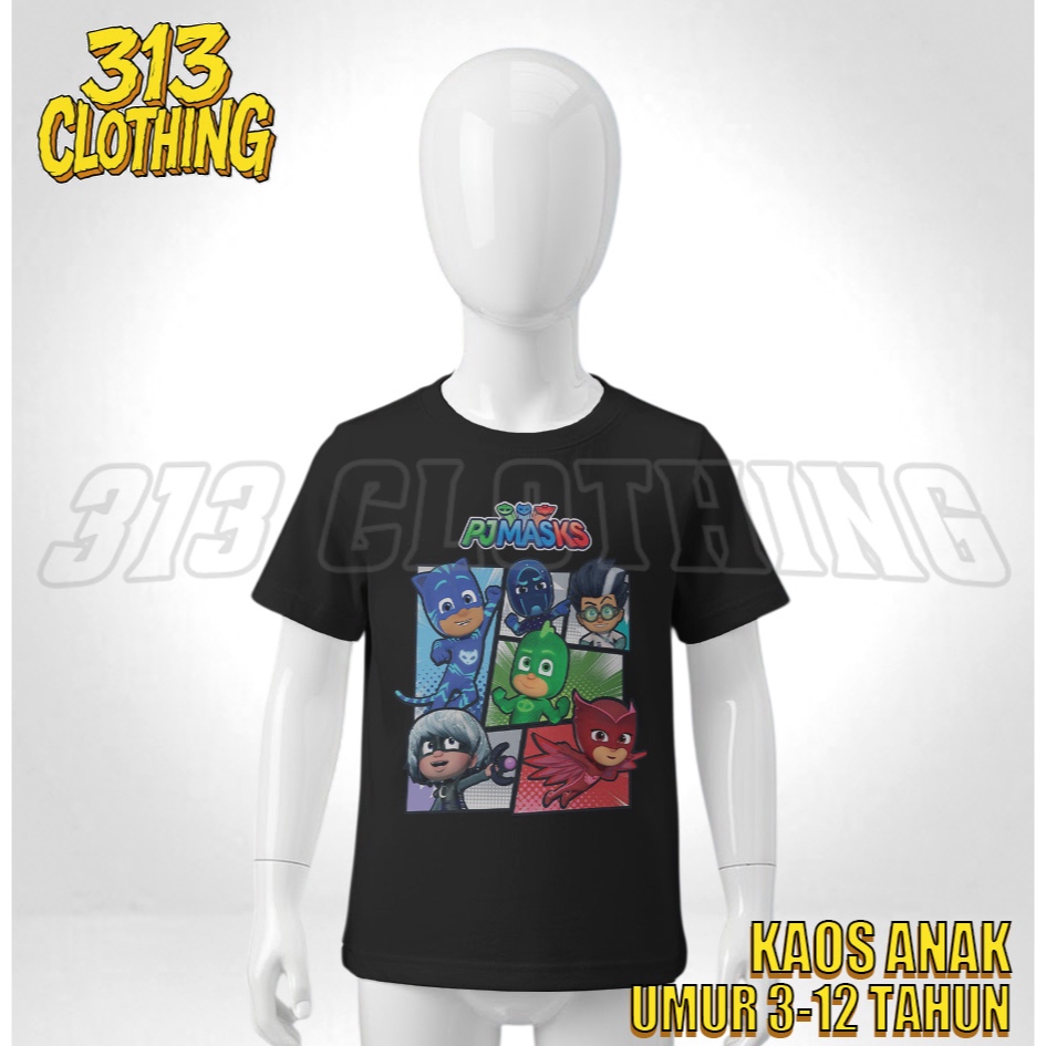 Kaos Anak PJ Masks Heroes / Atasan Baju Anak PJ Masks Karakter Animasi BISA COD